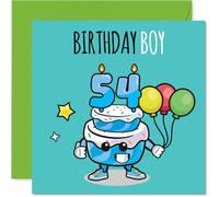 Biglietto di auguri per il 54° compleanno da uomo, motivo: torta di compleanno con palloncini per ragazzo - Biglietto di auguri di compleanno per uomo di 54 anni, zio, vicino, collega, cugino, 145 mm