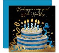 Biglietto di auguri per il 54° compleanno per donne e uomini, torta oro e argento, biglietto di auguri per 54 anni, donna, uomo, amico, moglie, nonna, cugina, 14 cm