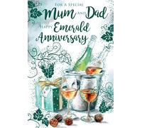 Biglietto di auguri per il 55° anniversario matrimonio con scritta ''Mum & Dad On Your 55th Emerald Wine Cooler''