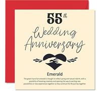 Stuff4 Biglietto di auguri per il 55° anniversario per marito, moglie, fidanzato, fidanzato, 55° anniversario di matrimonio, con smeraldo, per donne, uomini, lei, lui, 145 mm x 145 mm