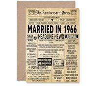 Biglietto di auguri per il 59° anniversario di matrimonio, per uomo e donna, con giornale vintage sposato nel 1966, biglietto di auguri per 59° anniversario di matrimonio, per moglie, compagno, marito