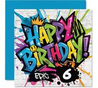 Biglietto di auguri per il 6° compleanno, con vibrazioni epiche di graffiti