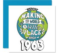 Biglietto di auguri per il 62° compleanno per donne e uomini, con scritta in lingua inglese "Making the World a Better Place", per cugino, marito, nonna, amico, fratello, sorella, 145 mm