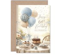 Biglietto di auguri per il 64° compleanno per uomini e donne, stile rustico, biglietto di auguri per 64 anni, uomo, donna, nonno, amico, papà, zio, 12,7 x 17,8 cm