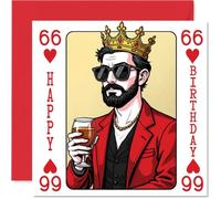 Biglietto di auguri per il 66° compleanno da uomo, con carta da gioco, biglietto di buon compleanno per uomo di 66 anni, amico, marito, cugino, vicino, 145 mm