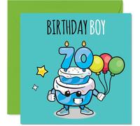 Biglietto di auguri per il 70° compleanno da uomo, motivo: torta di compleanno, con palloncini, biglietto di buon compleanno per uomo di 70 anni, papà, zio, marito, fratello, 145 mm