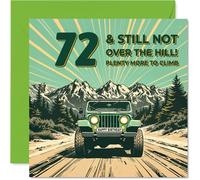 Biglietto di auguri per il 72° compleanno per donne e uomini, con scritta in lingua inglese "Still Not Over The Hill", biglietto di auguri di compleanno per 72 anni, uomo, papà, nonna, moglie, cugino