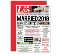 Biglietto di auguri per il 9° anniversario di matrimonio, per uomini e donne, con giornale sposato 2016, biglietto di auguri per 9° anniversario di matrimonio, per partner, marito, compagno, moglie