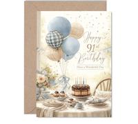 Biglietto di auguri per il 91° compleanno per uomini e donne, stile rustico, biglietto di auguri per 91 anni, uomo, donna, nonna, zio, 12,7 x 17,8 cm