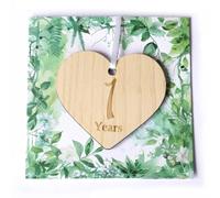 Biglietto di auguri per il primo anniversario di matrimonio, romantico regalo per il primo anniversario con cuore in legno, per coppia, marito o moglie, biglietto di auguri realizzato a mano