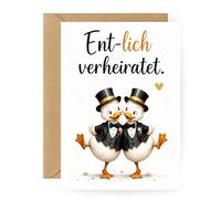 Biglietto di auguri per matrimonio con busta, divertente e originale per matrimonio dello stesso sesso per coppia di uomini, carino e moderno, formato A6 (uomo sposato)