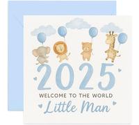 Biglietto di auguri per neonato, con scritta "Welcome To The World", "Congratulations On Your New Baby", per nipote, figlioccio, nipote, nipote, nipote, nato nel 2025