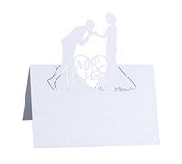 Biglietto di auguri per tavolo da matrimonio, 50 pezzi 3D Hollow Table Setting Name Place Cards Biglietti di auguri intagliati a forma di cuore per matrimoni, numeri di tavolo, bianco