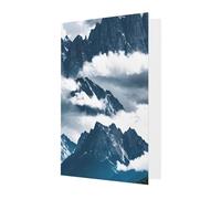 Biglietto di auguri per tutte le occasioni con paesaggio con montagne e nuvole, per compleanno, simpatia, Natale, ringraziamento, buste