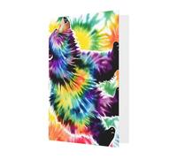 Biglietto di auguri per tutte le occasioni, motivo: orso che balla e tie-dye, per compleanno, simpatia, Natale, ringraziamento, buste