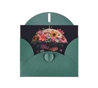 Biglietto di auguri perlato con petali MJHKXLJ verde scuro su un ombrello, busta inclusa, perfetto per Natale, compleanni, San Valentino, matrimoni e molto altro ancora