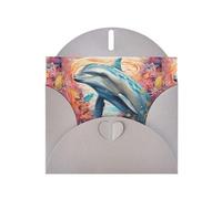 Biglietto di auguri perlato grigio MJHKXLJ Delphins by the coral Prints, busta inclusa, perfetto per Natale, compleanni, San Valentino, matrimoni e molto altro ancora