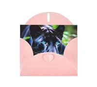 Biglietto di auguri perlato rosa MJHKXLJ Panther con occhi azzurri, busta inclusa, perfetto per Natale, compleanni, San Valentino, matrimoni e molto altro ancora