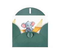 Biglietto di auguri perlato verde scuro con elefante MJHKXLJ in un'amaca, busta inclusa, perfetto per Natale, compleanni, San Valentino, matrimoni e molto altro ancora