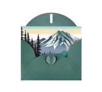 Biglietto di auguri perlato verde scuro con stampa di montagna e pino MJHKXLJ - busta inclusa, perfetto per Natale, compleanni, San Valentino, matrimoni e molto altro ancora