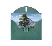 Biglietto di auguri perlato verde scuro con stampa perlata con cervi e pino montano, busta inclusa, perfetto per Natale, compleanni, San Valentino, matrimoni e molto altro ancora