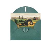 Biglietto di auguri perlato verde scuro con stampa trattore MJHKXLJ Farm - busta inclusa - perfetto per Natale, compleanni, San Valentino, matrimoni e molto altro ancora