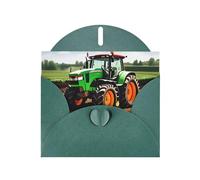 Biglietto di auguri perlato verde scuro con stampa trattore MJHKXLJ Farm - busta inclusa - perfetto per Natale, compleanni, San Valentino, matrimoni e molto altro ancora