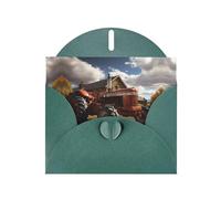 Biglietto di auguri perlato verde scuro con stampa trattore rosso MJHKXLJ - busta inclusa, perfetto per Natale, compleanni, San Valentino, matrimoni e molto altro ancora