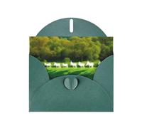 Biglietto di auguri perlato verde scuro con unicorni MJHKXLJ vicino al fiume, busta inclusa, perfetto per Natale, compleanni, San Valentino, matrimoni e molto altro ancora