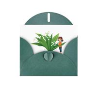 Biglietto di auguri perlato verde scuro MJHKXLJ bambina con mughetto stampato perlato - busta inclusa, perfetto per Natale, compleanni, San Valentino, matrimoni e molto altro ancora