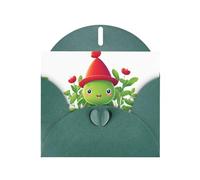 Biglietto di auguri perlato verde scuro MJHKXLJ Cappuccetto Rosso con graziosa stampa di piselli perlati - busta inclusa, perfetto per Natale, compleanni, San Valentino, matrimoni e molto altro ancora