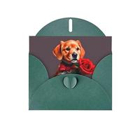 Biglietto di auguri perlato verde scuro MJHKXLJ con stampa di un cane simile a un gentiluomo, busta inclusa, perfetto per Natale, compleanni, San Valentino, matrimoni e molto altro ancora