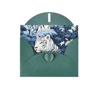 Biglietto di auguri perlato verde scuro MJHKXLJ con tigre bianca come la neve, busta inclusa, perfetto per Natale, compleanni, San Valentino, matrimoni e molto altro ancora