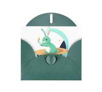 Biglietto di auguri perlato verde scuro MJHKXLJ Jade Rabbit on the Planet Prints, busta inclusa, perfetto per Natale, compleanni, San Valentino, matrimoni e molto altro ancora