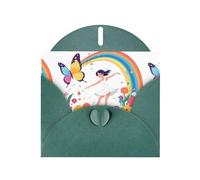 Biglietto di auguri perlato verde scuro MJHKXLJ Little girl dancing under the rainbow Prints, busta inclusa, perfetto per Natale, compleanni, San Valentino, matrimoni e molto altro ancora