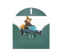 Biglietto di auguri perlato verde scuro MJHKXLJ Spaventapasseri che guida un'auto, busta inclusa, perfetto per Natale, compleanni, San Valentino, matrimoni e molto altro ancora
