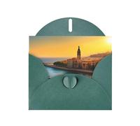 Biglietto di auguri perlato verde scuro MJHKXLJ Sunset in Barcelona, busta inclusa, perfetto per Natale, compleanni, San Valentino, matrimoni e molto altro ancora