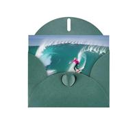 Biglietto di auguri perlato verde scuro MJHKXLJ Surfer People Prints, busta inclusa, perfetto per Natale, compleanni, San Valentino, matrimoni e molto altro ancora