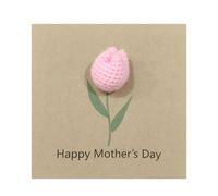 Biglietto di auguri personalizzato per la festa della mamma con fiore ricamato, biglietto d'auguri per la festa della mamma, biglietti di lino fatti a mano con busta artigianale (A)