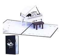 Biglietto di auguri pop-up con design pianoforte - biglietto artistico 3D in carta, pieghevole fatto a mano con lavorazione fine, elegante regalo per gli amanti della musica. Ideale per compleanno