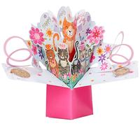 Biglietto di auguri pop-up con gatti di buon compleanno, originale Second Nature, biglietto pop-up 3D