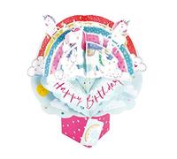 Biglietto di auguri pop-up di compleanno con unicorni originali Second Nature 3D pop-up