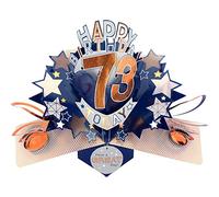 Biglietto di auguri pop-up per il 73° compleanno, con scritta "Love Kate's Pop Up Cards Him POP204MC73"