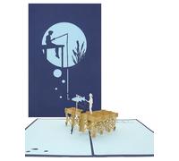 Biglietto di auguri Pop Up "Pescatore - Gita di pesca" - Biglietto 3D motivo pesca, biglietto di compleanno, per la pensione, buono regalo, motivo: pescatore al mare