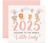 Biglietto di auguri Premium 2025 per neonata - Welcome To The World Gift - Congratulations On Your New Baby - Nipote, nipote, nipote - ragazze - nata nel 2025