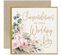 Biglietto di auguri quadrato con eucalipto botanico per matrimonio, regalo di congratulazioni, biglietto quadrato, interno bianco con busta