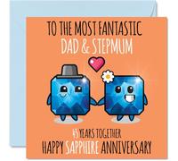 Biglietto di auguri quarantacinquesimo anniversario di matrimonio con zaffiro papà e matrigna 45 anni insieme quarantacinquesimo anniversario di matrimonio 145 x 145 mm
