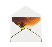 Biglietto di auguri romantico con buste, motivo: alberi di cocco al tramonto sulla spiaggia, con buste, per un amico intimo, Phnom Penh Pearl Paper