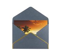 Biglietto di auguri romantico con buste, motivo: alberi di cocco al tramonto sulla spiaggia, con buste, per un amico intimo, Phnom Penh Pearl Paper