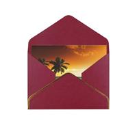 Biglietto di auguri romantico con buste, motivo: alberi di cocco al tramonto sulla spiaggia, con buste, per un amico intimo, Phnom Penh Pearl Paper